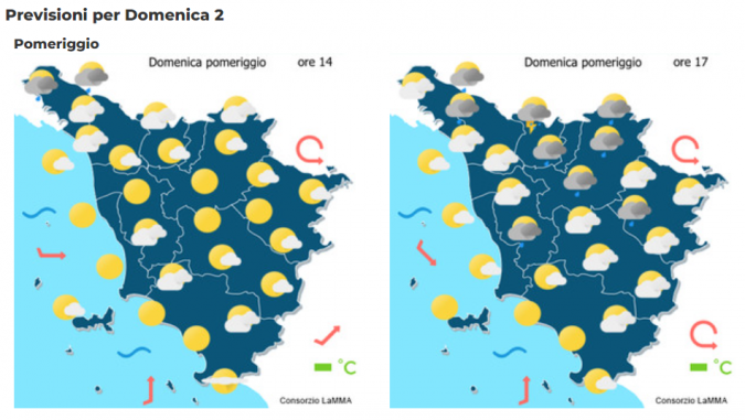 Le previsioni del consorzio Lamma per il 2 Giugno in Toscana